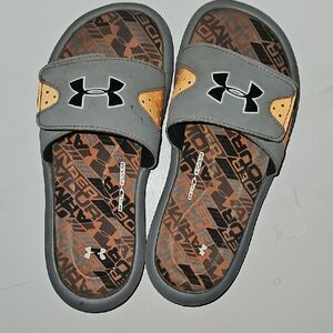 Under Armour Kids Slide Sandals - Gray and Orange